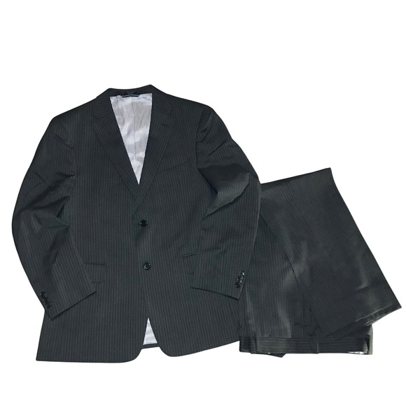Tommy Hilfiger Other - Tommy Hilfiger Mens 100% Wool Pinstripe Suit Charcoal Grey 40R Jacket 34R Pants
